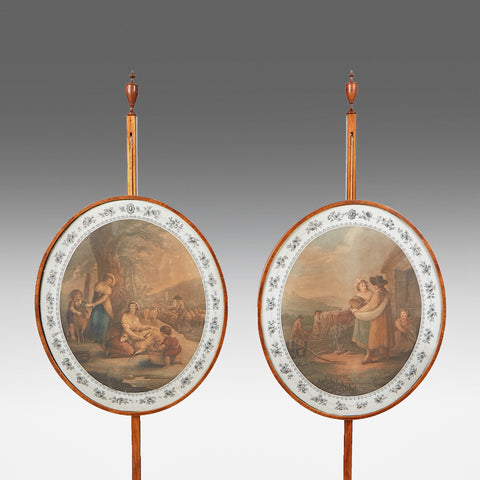 A Rare Pair of Georgian Pole Screens - MS185
