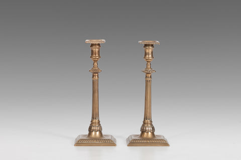 Pair of Brass Georgian Candlesticks - MS117